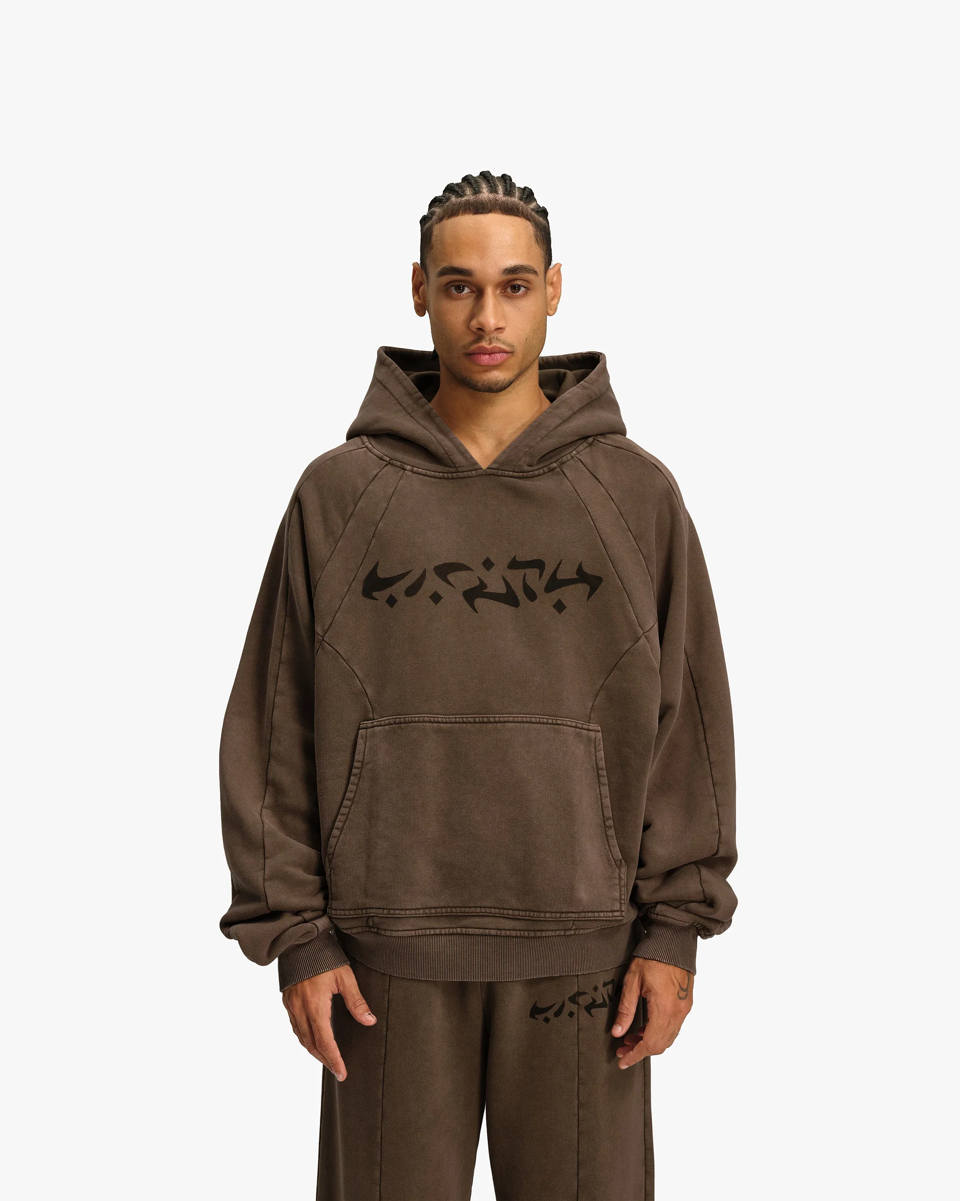 ACID WASHED HOODIE BROWN - Image 2