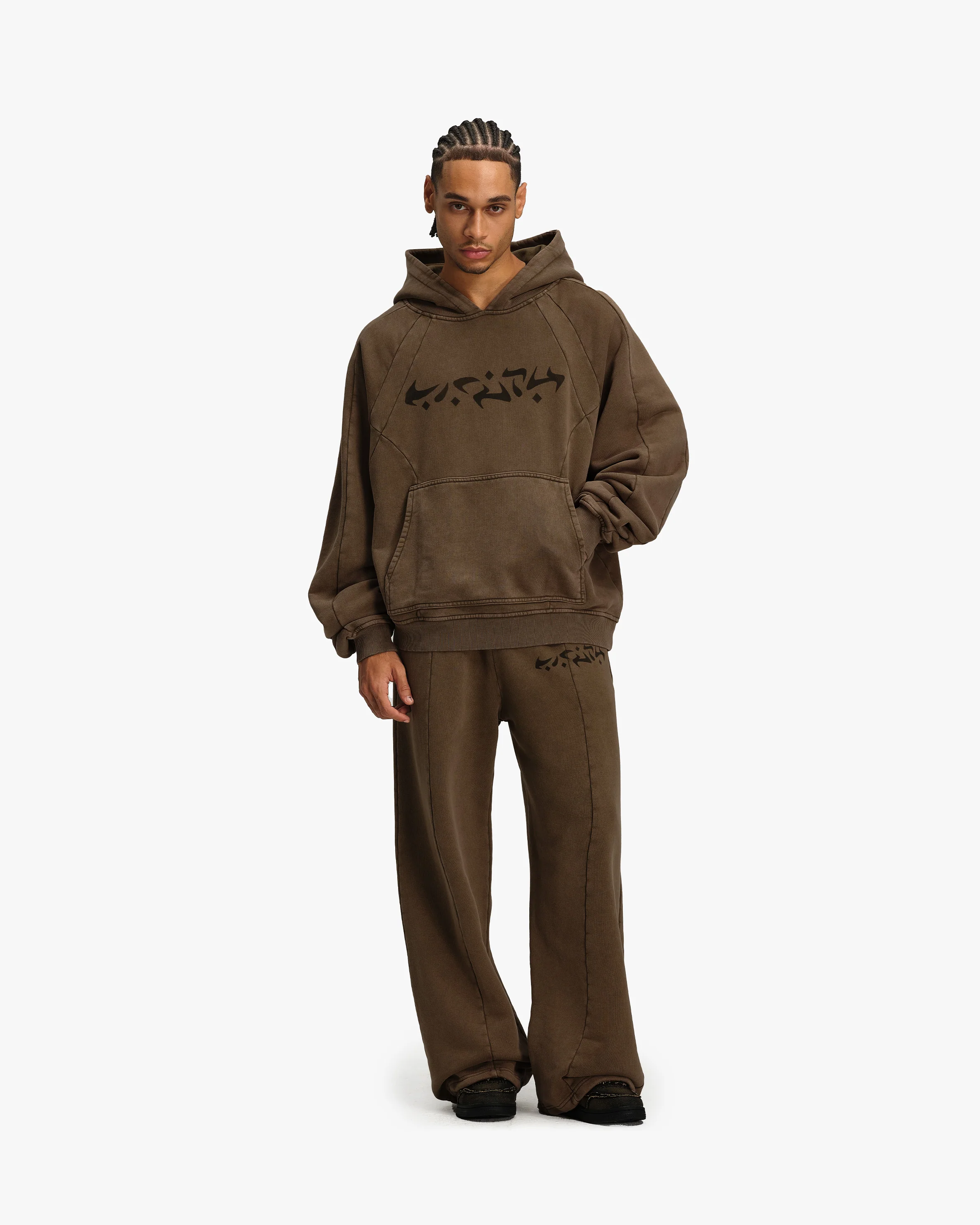 ACID WASHED HOODIE BROWN - Image 8