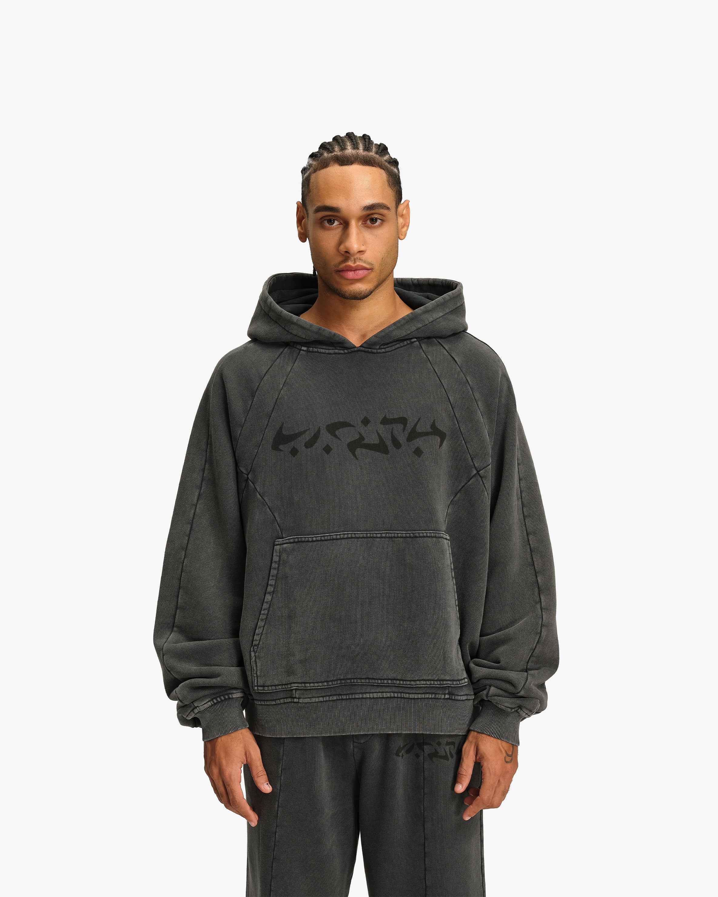 ACID WASHED HOODIE DARK GREY - Image 2