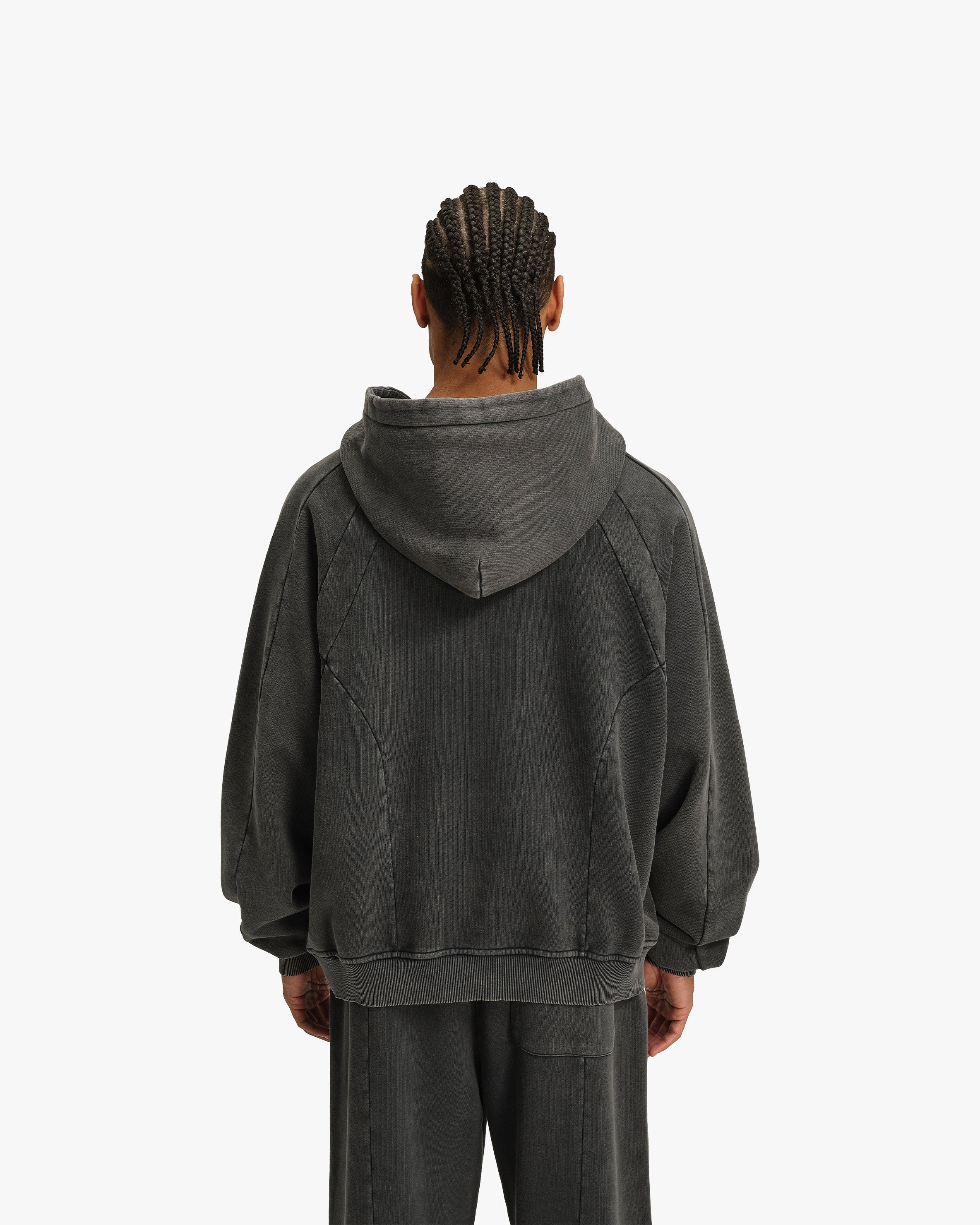 ACID WASHED HOODIE DARK GREY - Image 6