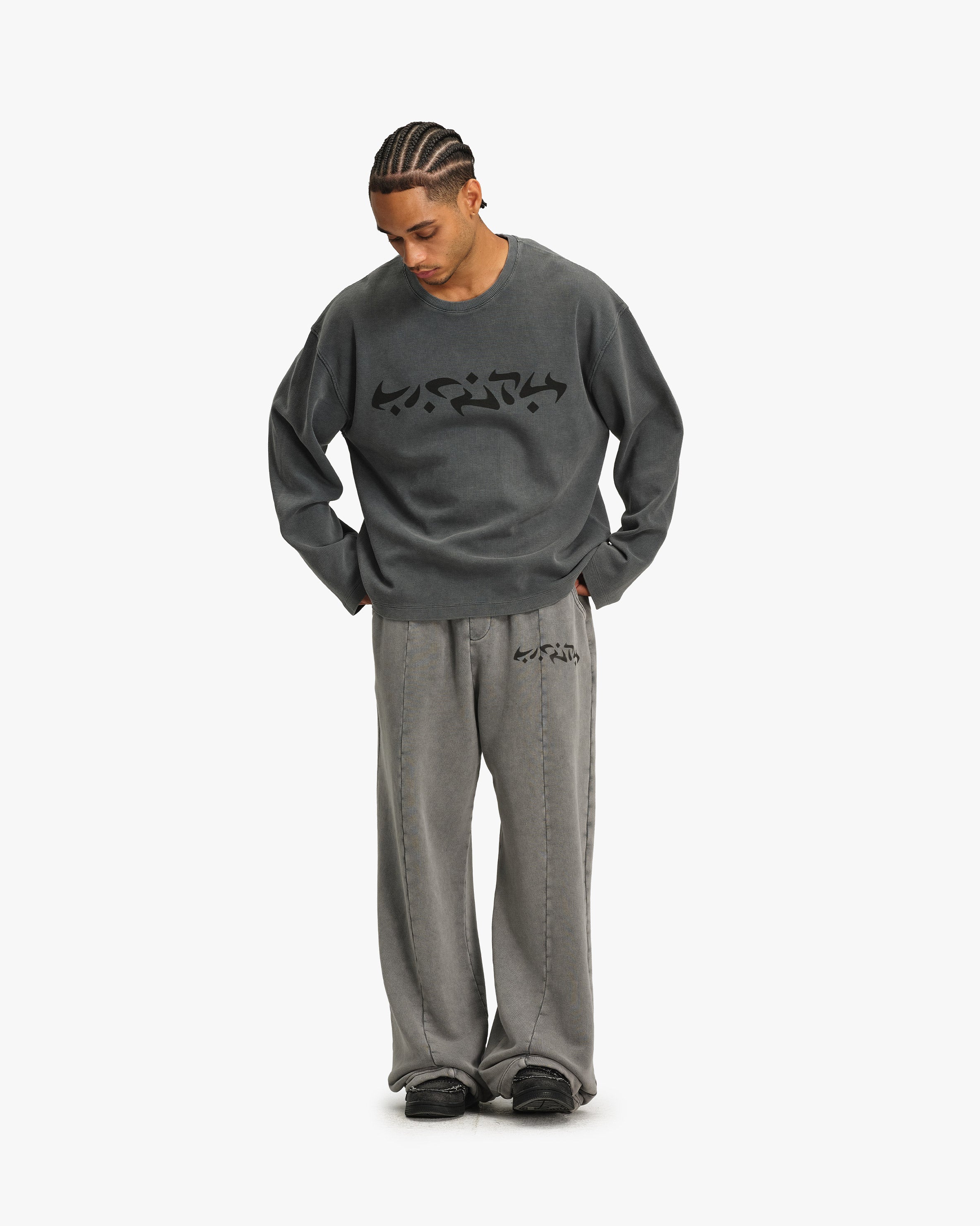 ACID WASHED WAFFLE LONGSLEEVE LIGHT GREY - Image 7