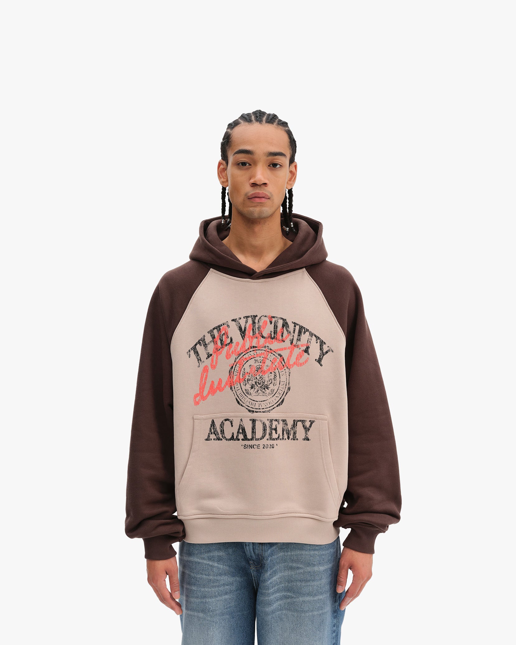 BICOLOR PUBLIC INSTITUTE HOODIE BROWN/CREAM - Image 2