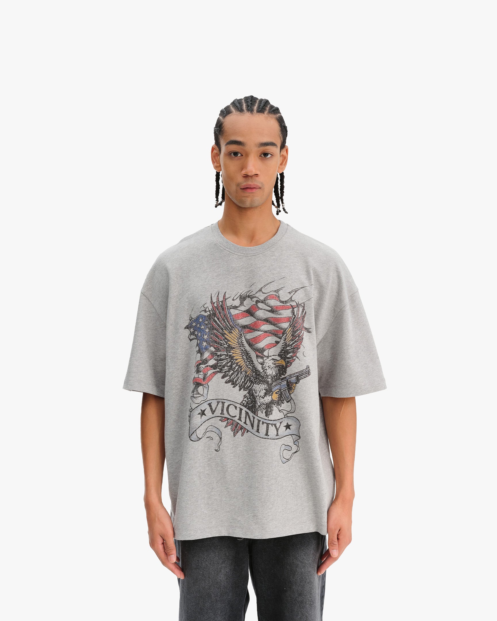 EAGLE TATTOO TEE MELANGE GREY - Image 2