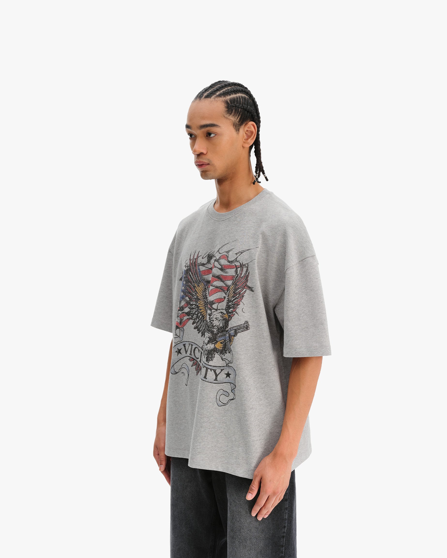 EAGLE TATTOO TEE MELANGE GREY - Image 3