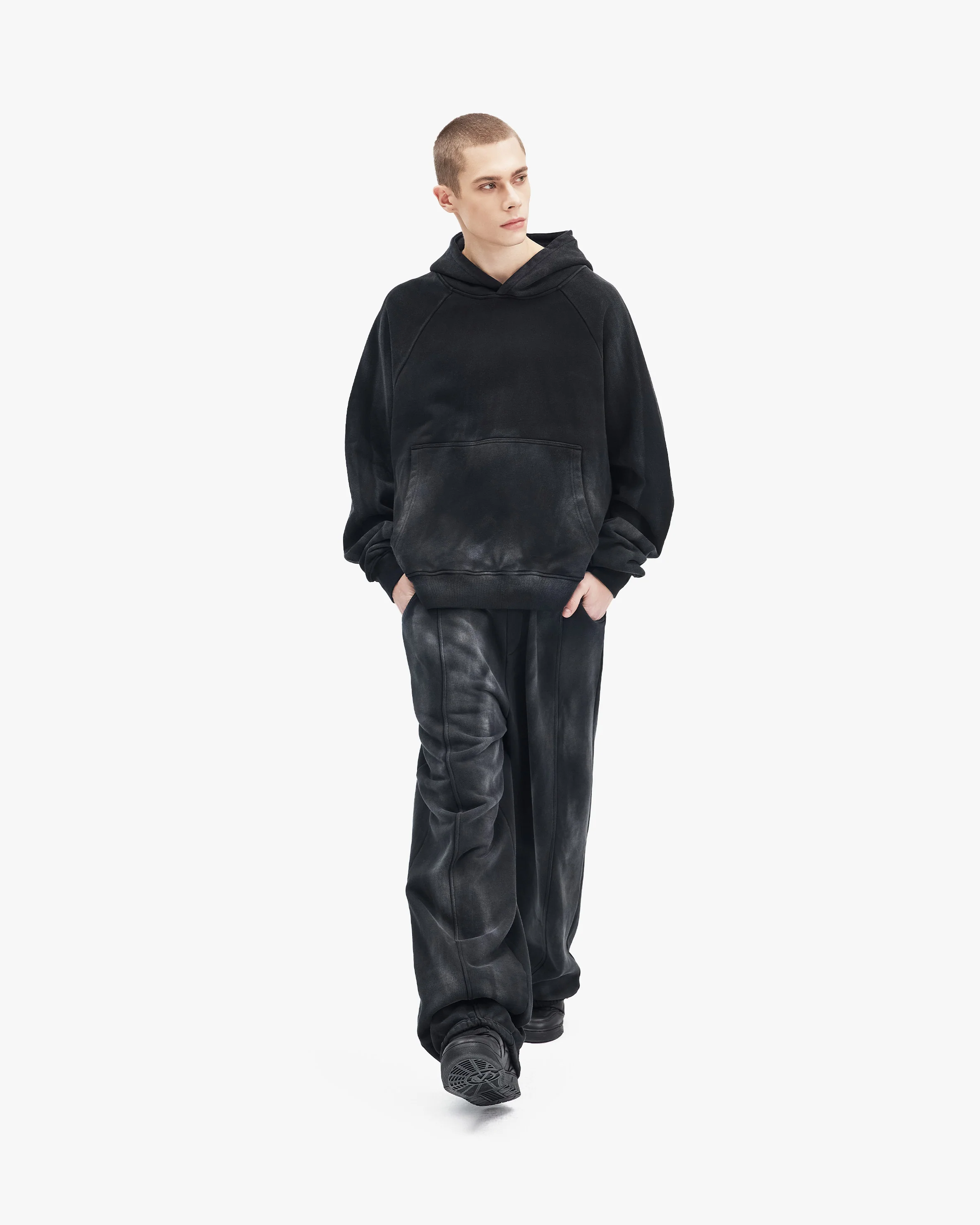 FADED WASH HOODIE BLACK - Image 8