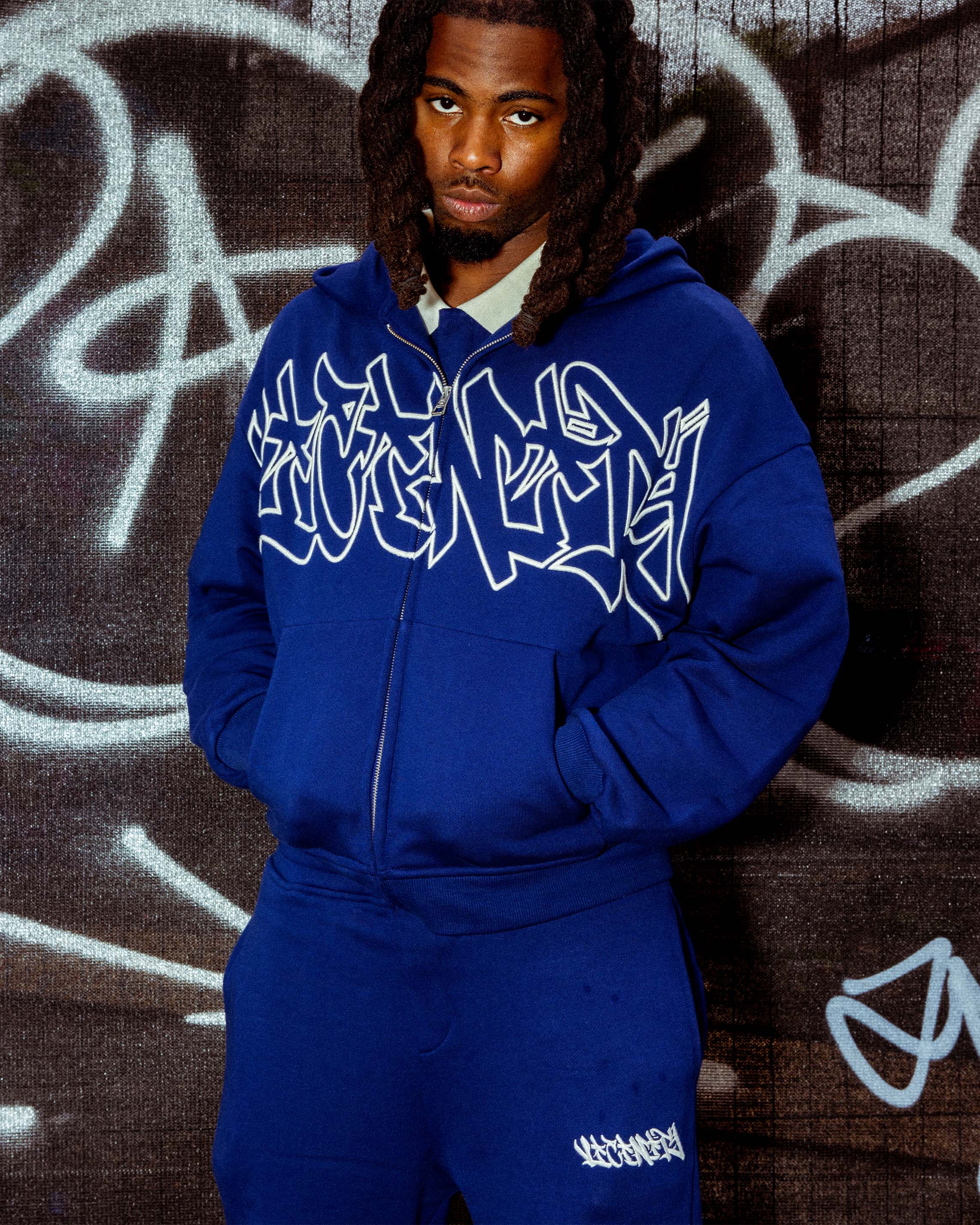 GRAFFITI ZIP-HOODIE BLUE - Image 2