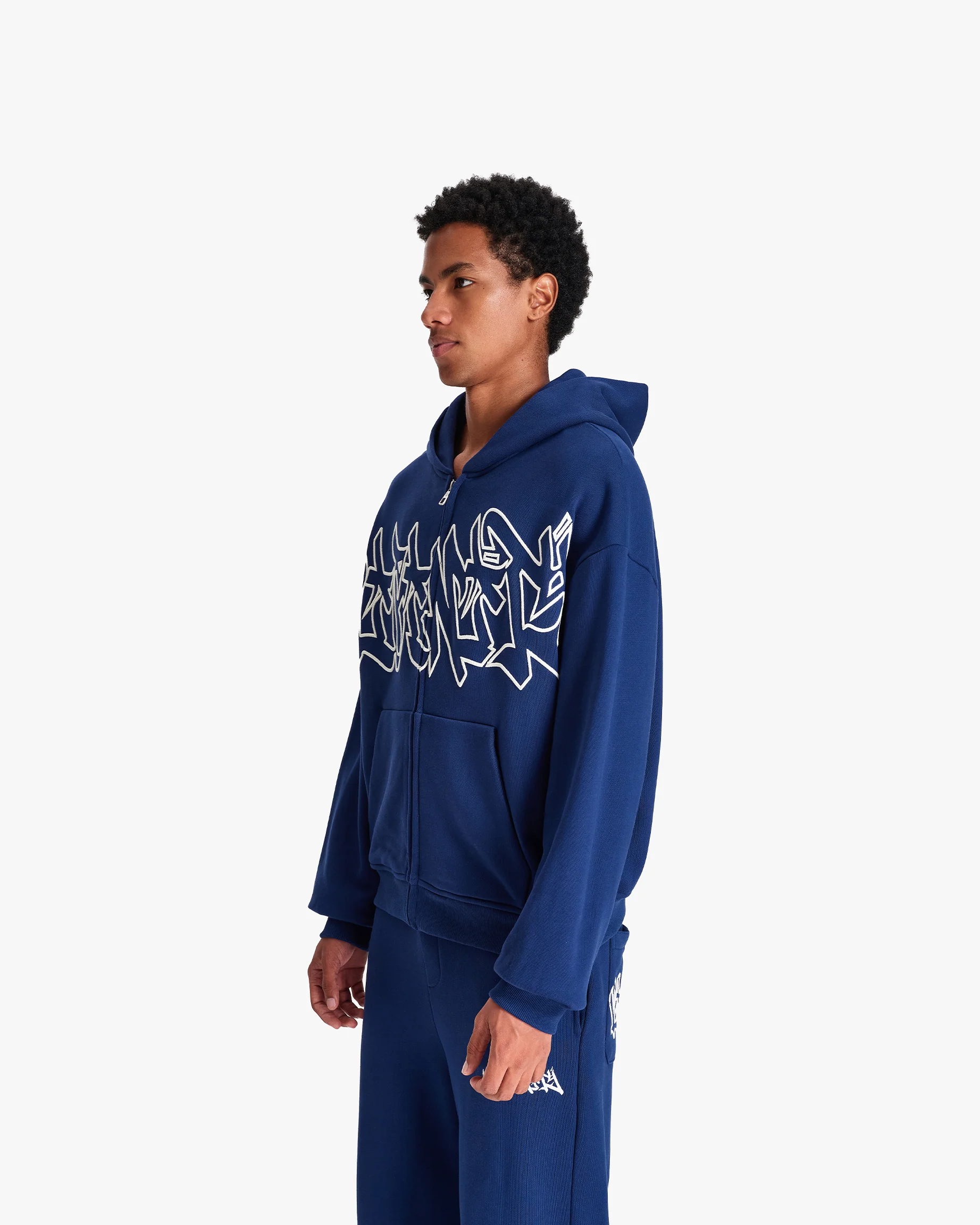 GRAFFITI ZIP-HOODIE BLUE - Image 4