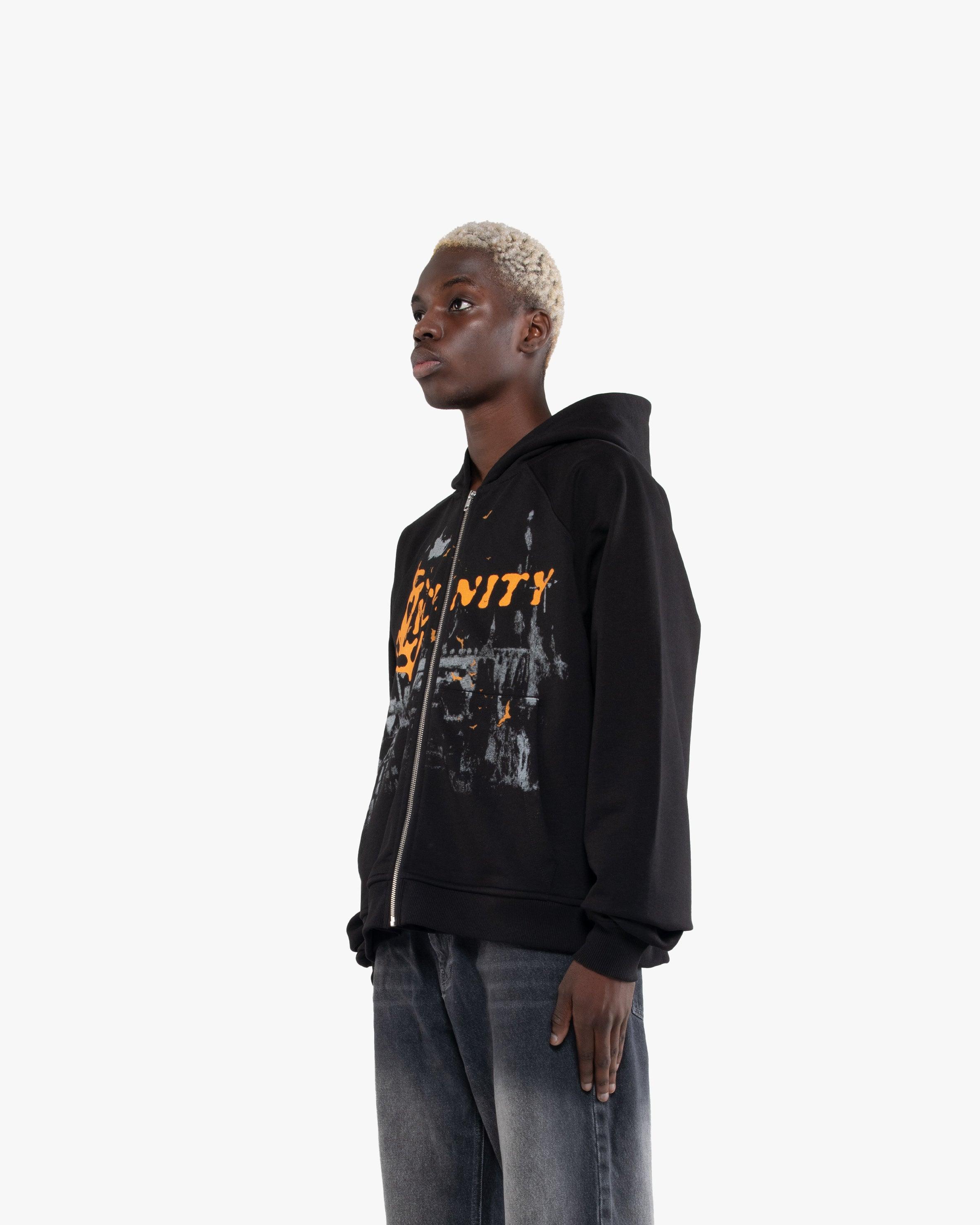 HAUNTED HOUSE ZIP HOODIE BLACK - Image 3