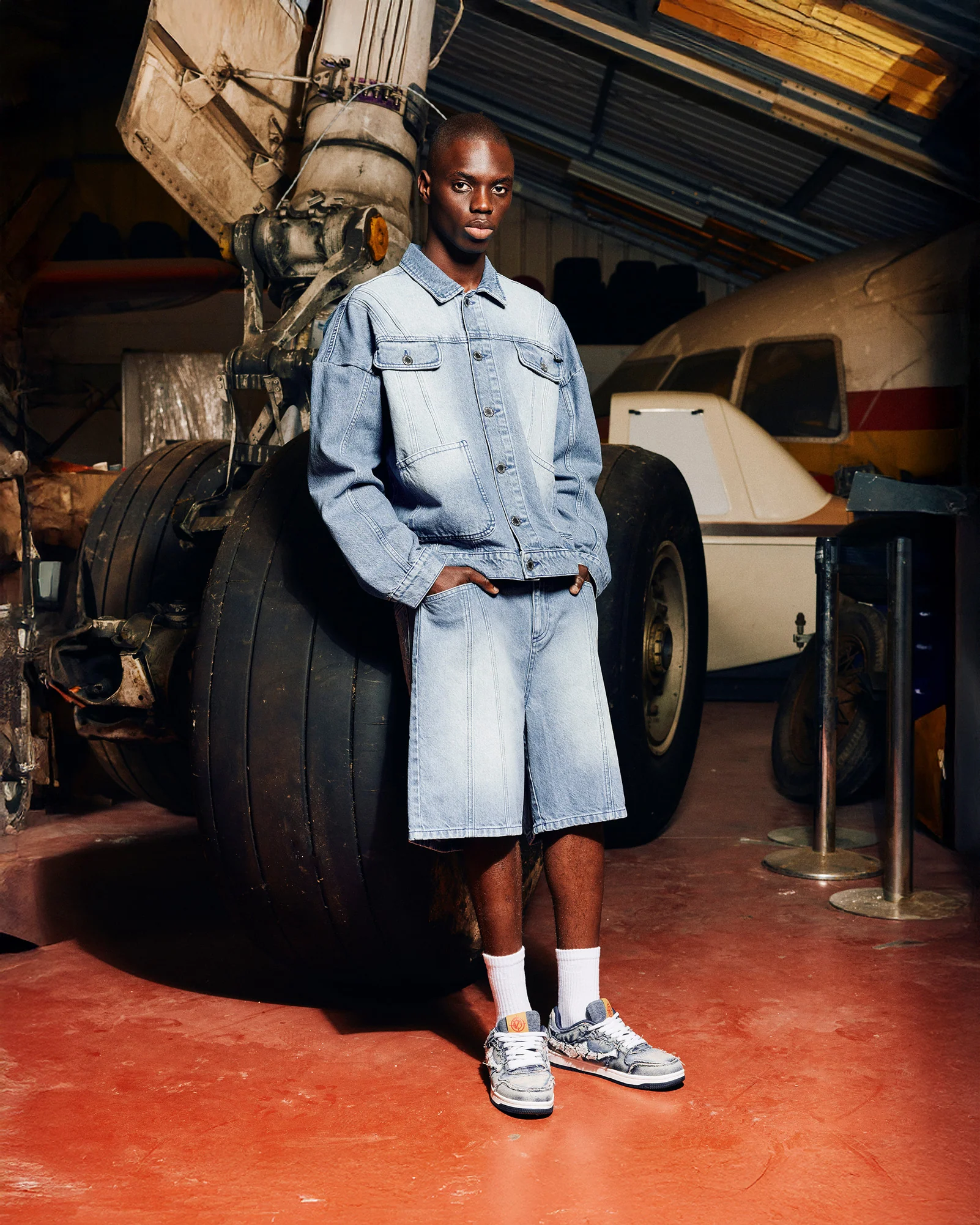 V-LOGO LIGHT BLUE JORTS - Image 2