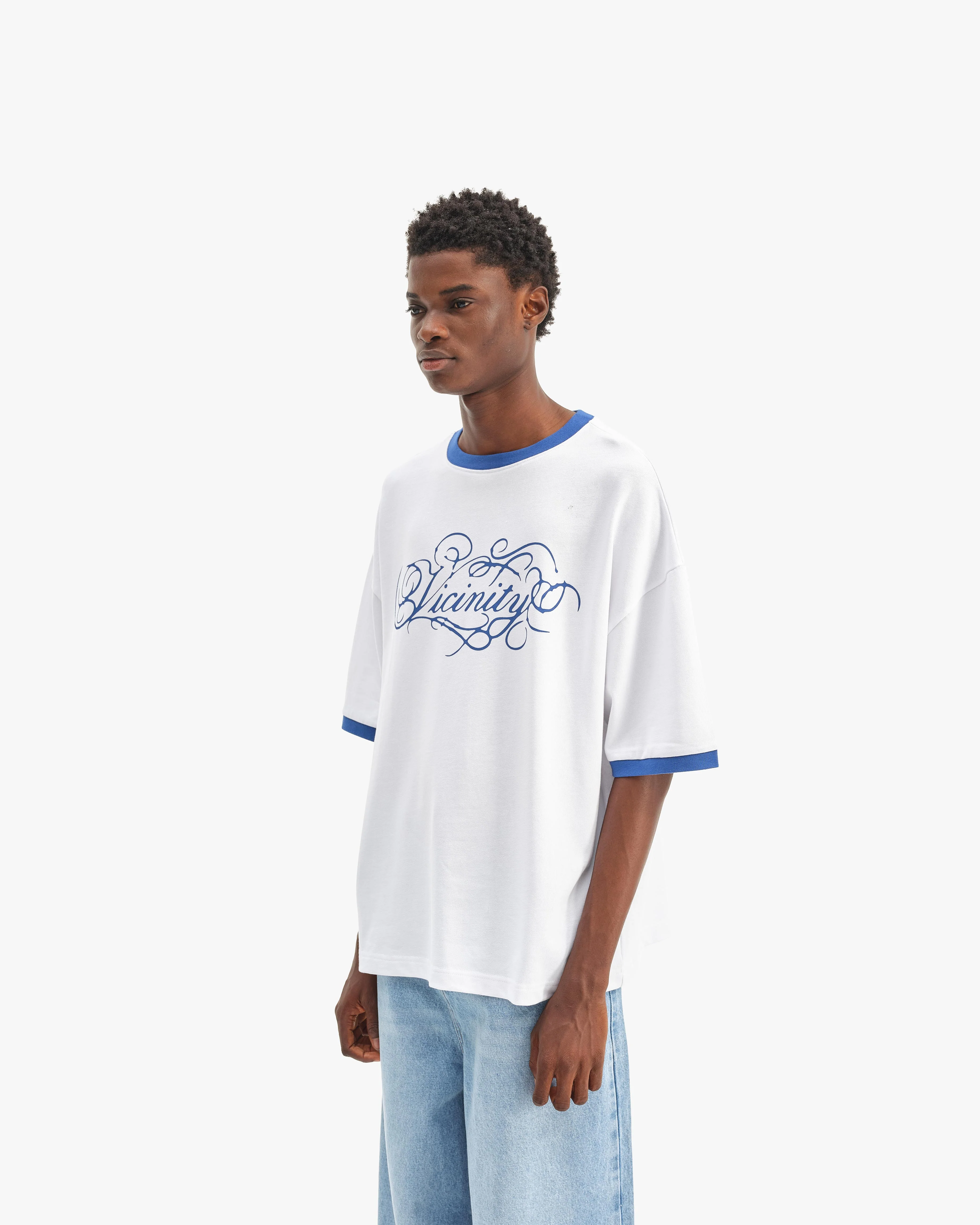 SIGNATURE TEE WHITE/BLUE - Image 4