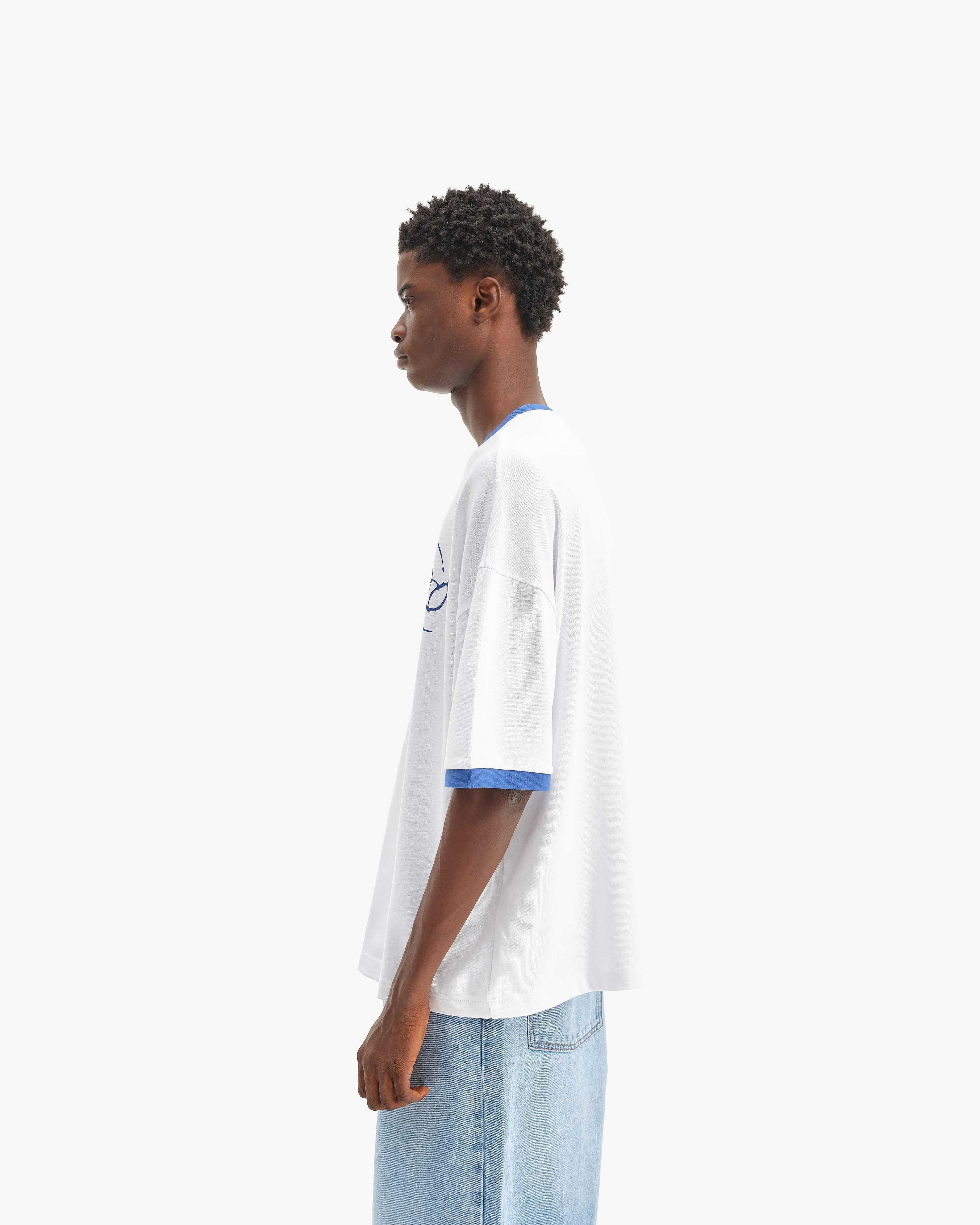 SIGNATURE TEE WHITE/BLUE - Image 5