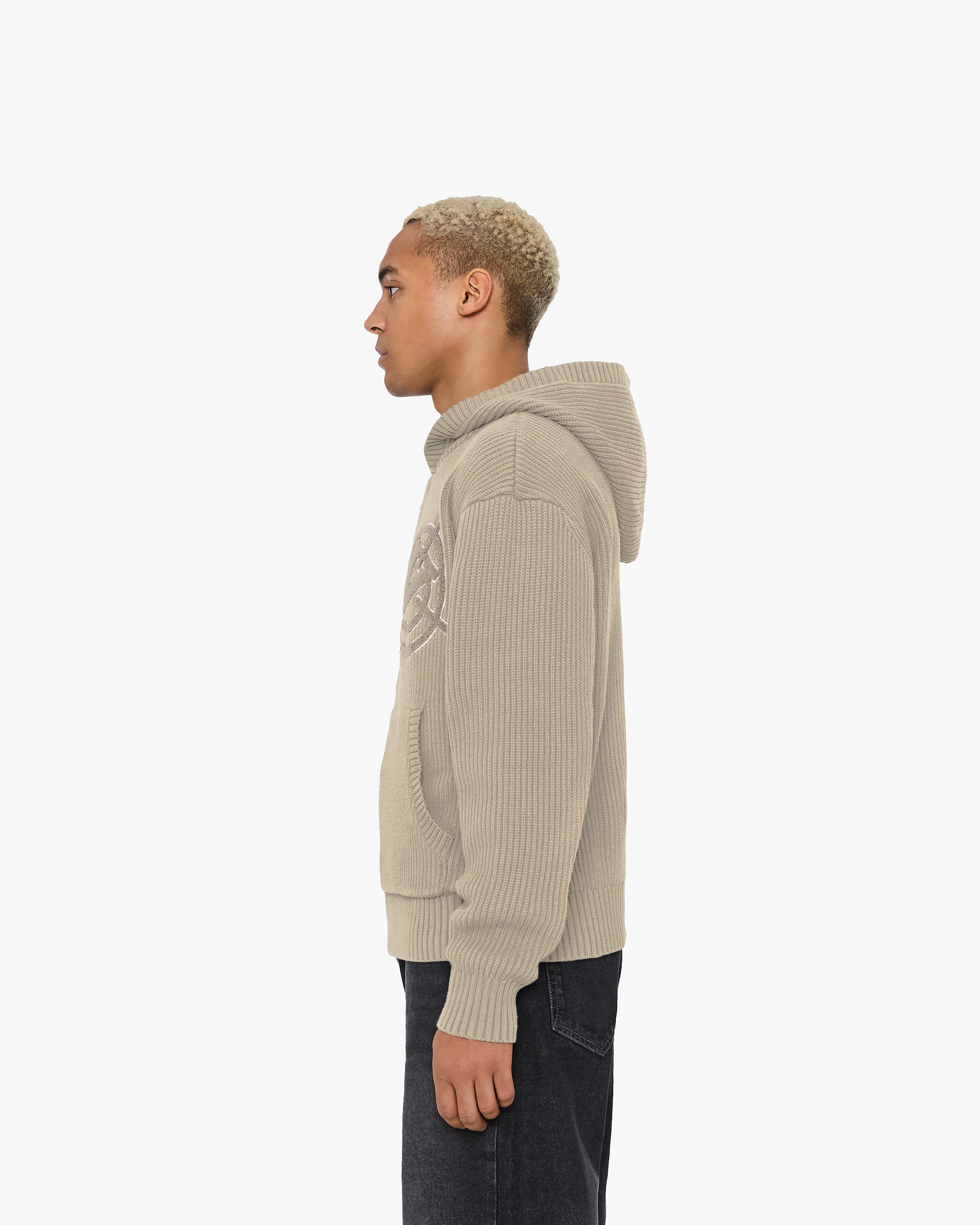 V-LOGO KNIT ZIP HOODIE DUNE - Image 5