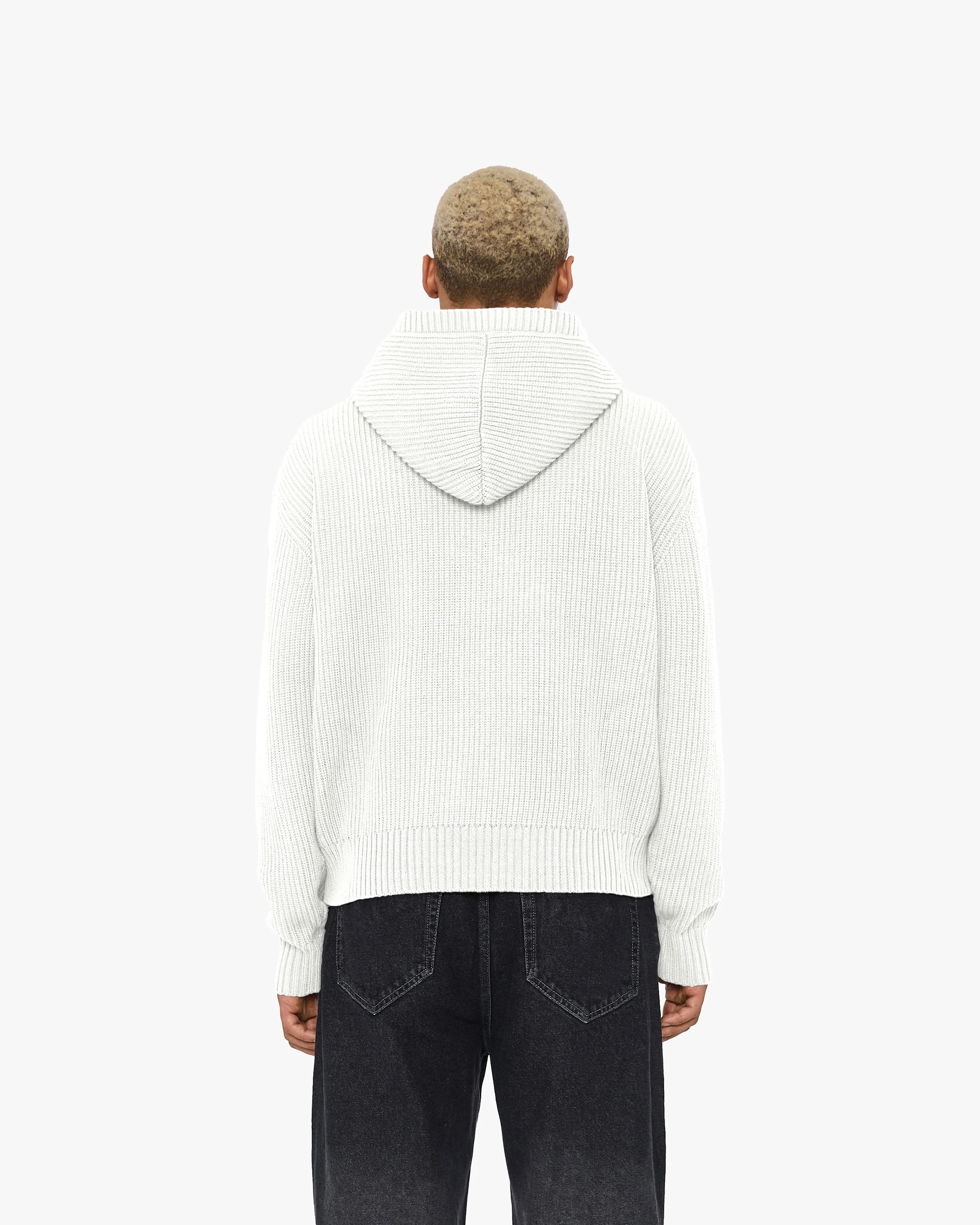 V-LOGO KNIT ZIP HOODIE WHITE - Image 6