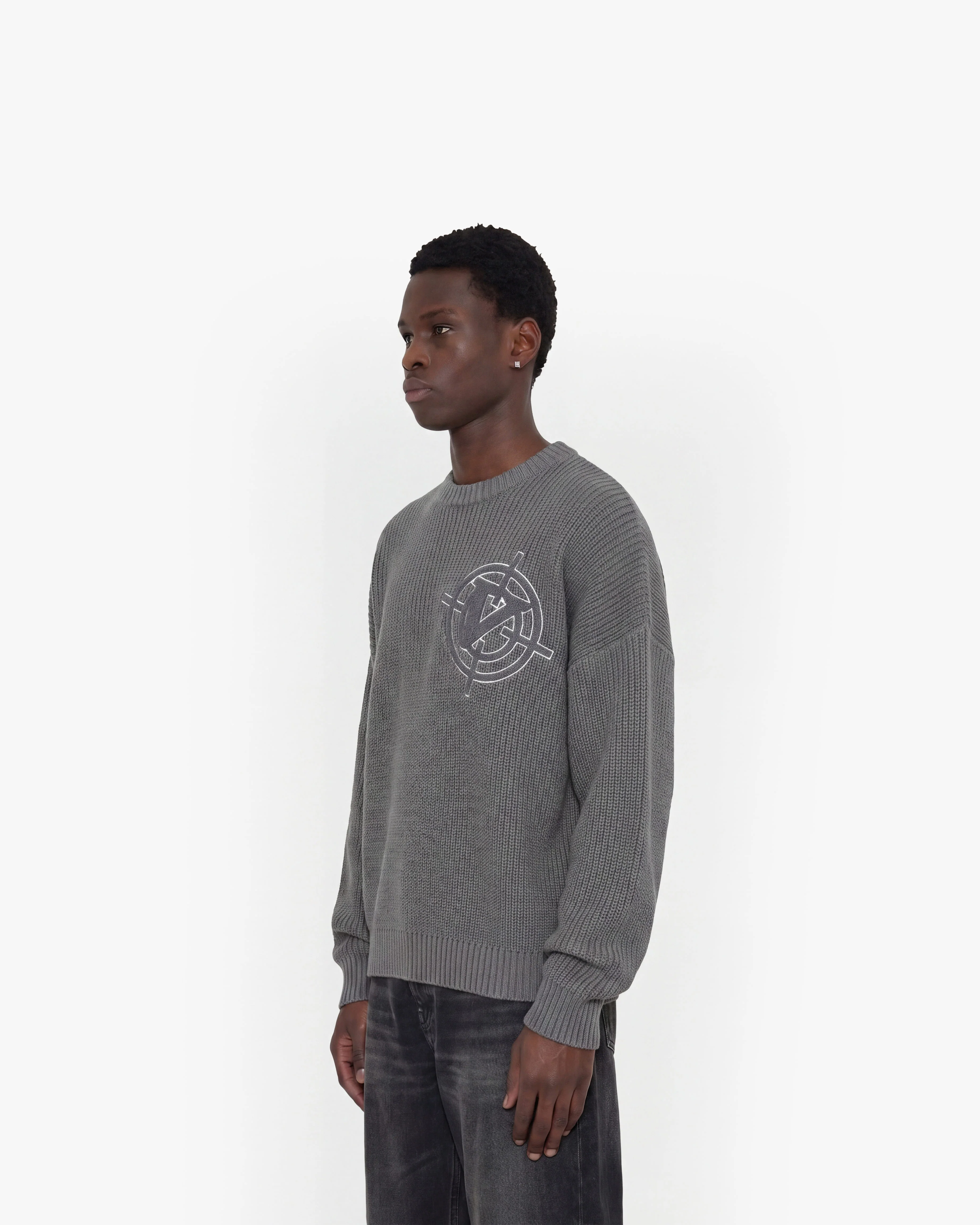 V-LOGO KNITWEAR DARK GREY - Image 4