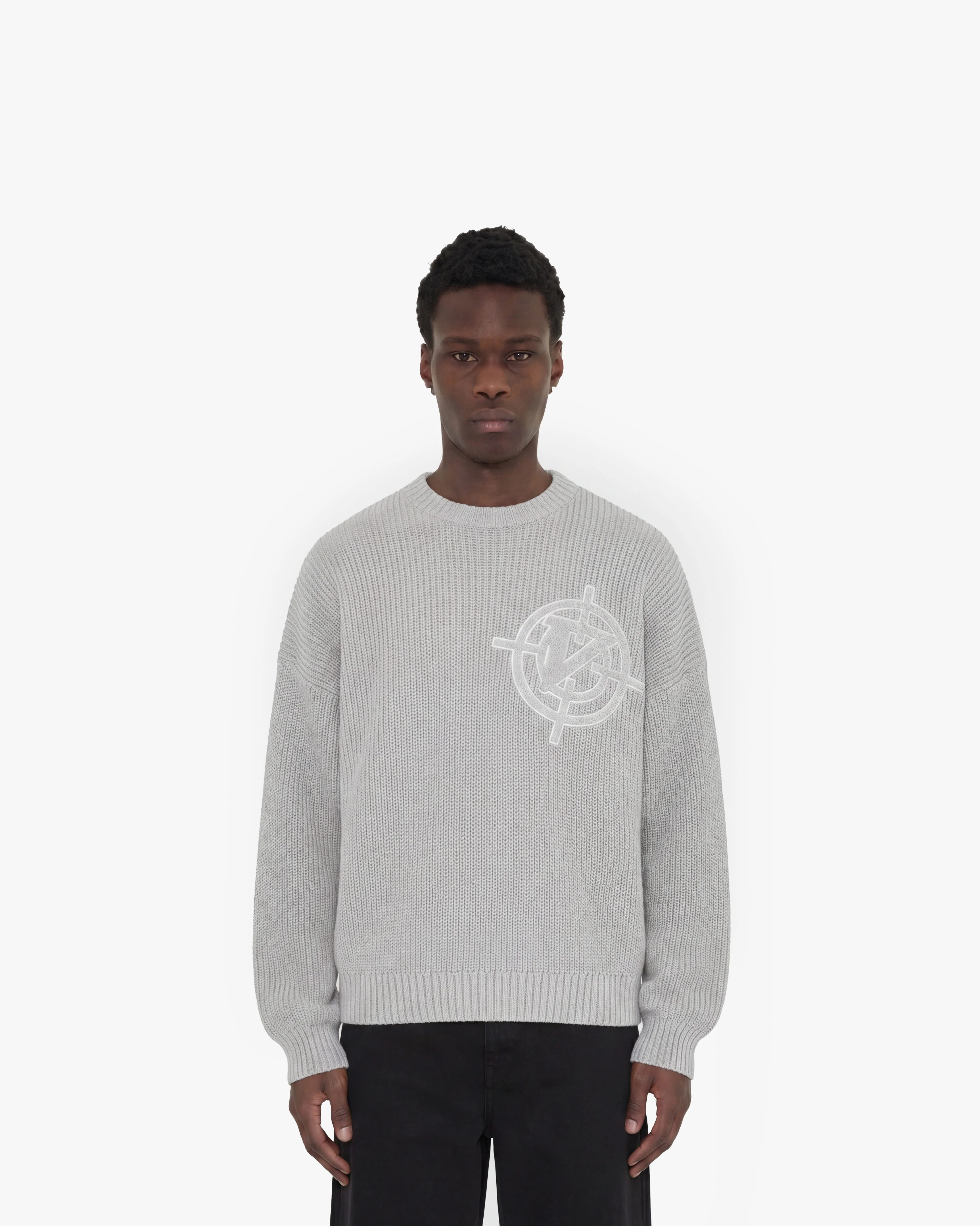 V-LOGO KNITWEAR LIGHT GREY - Image 2
