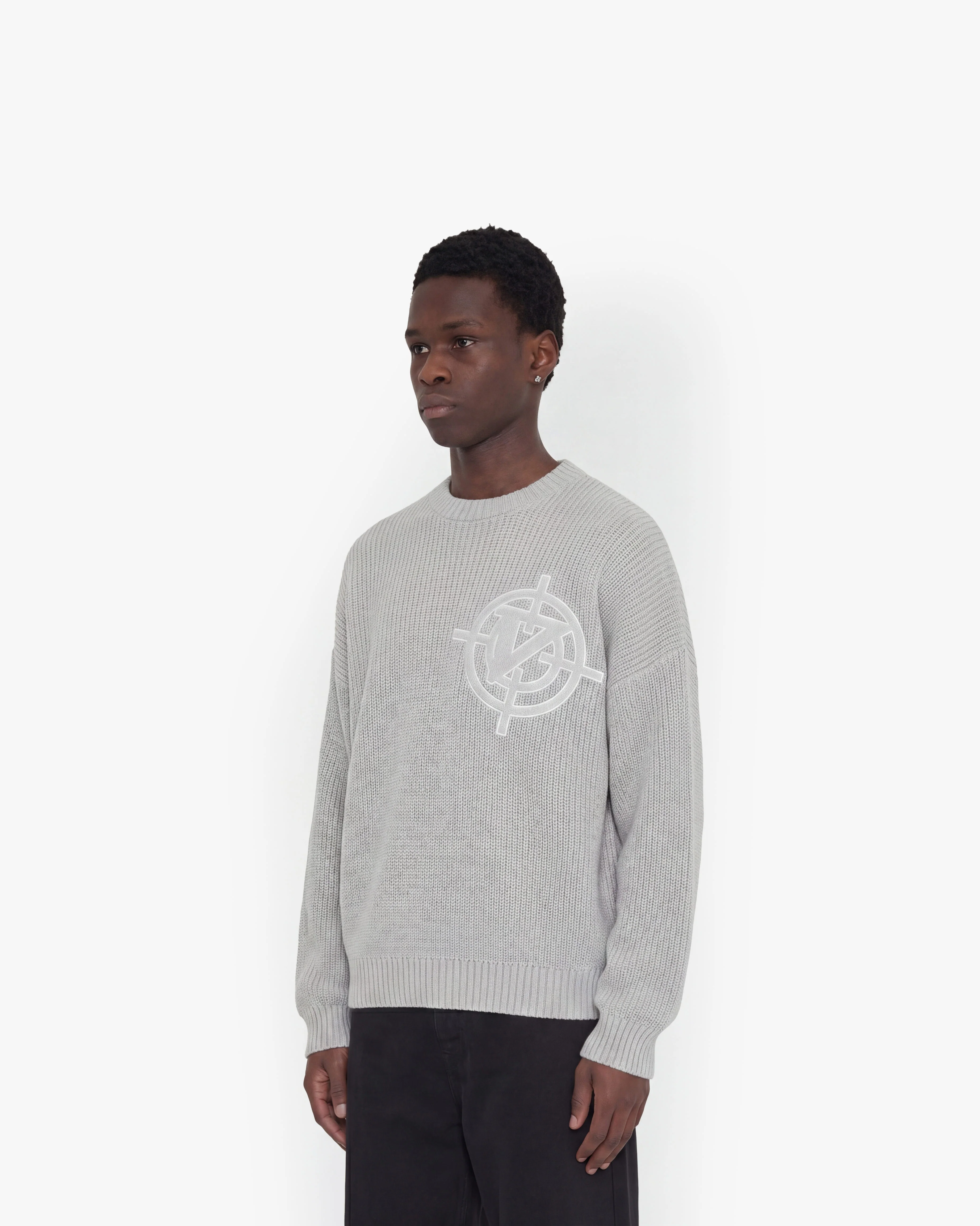 V-LOGO KNITWEAR LIGHT GREY - Image 4