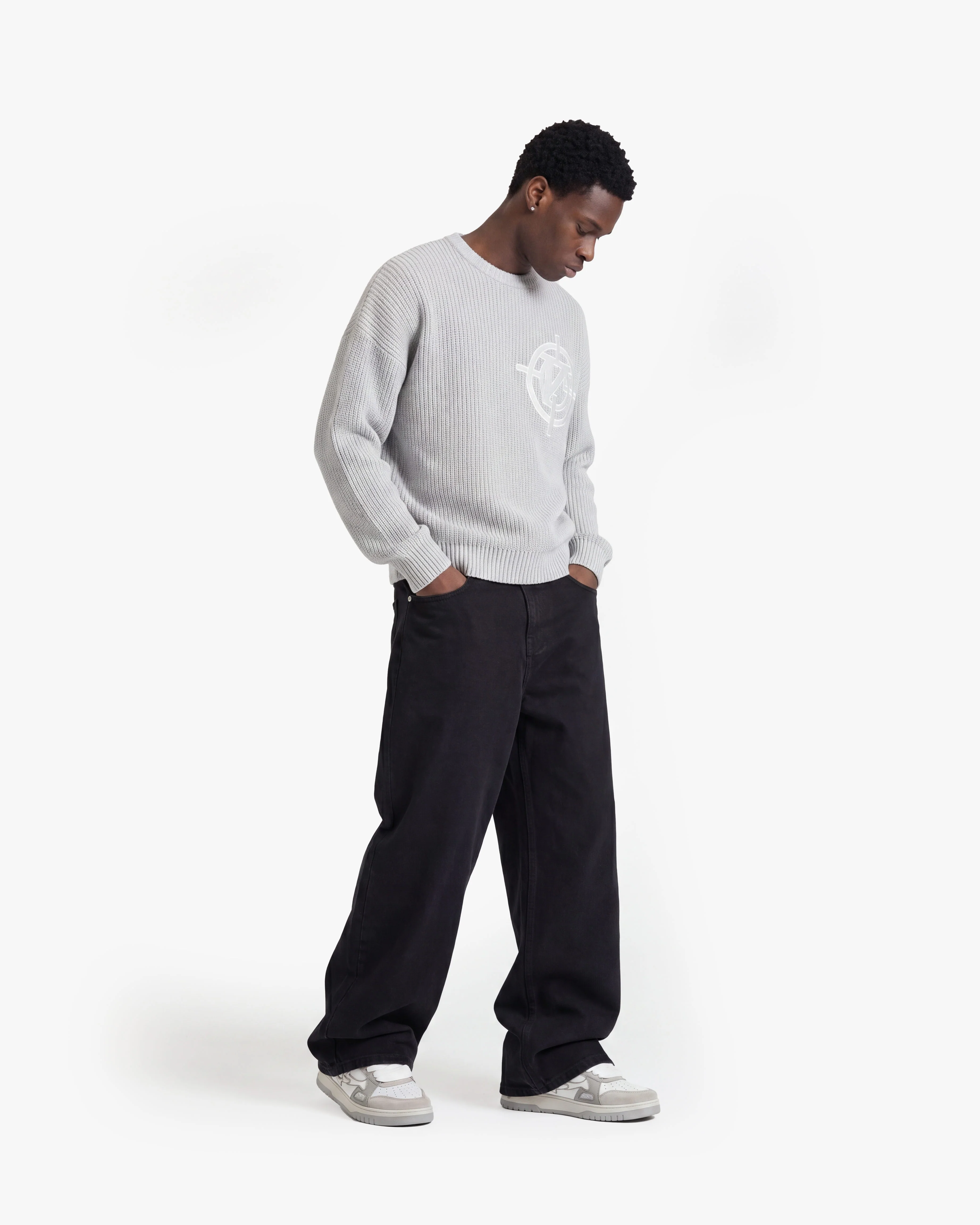 V-LOGO KNITWEAR LIGHT GREY - Image 7