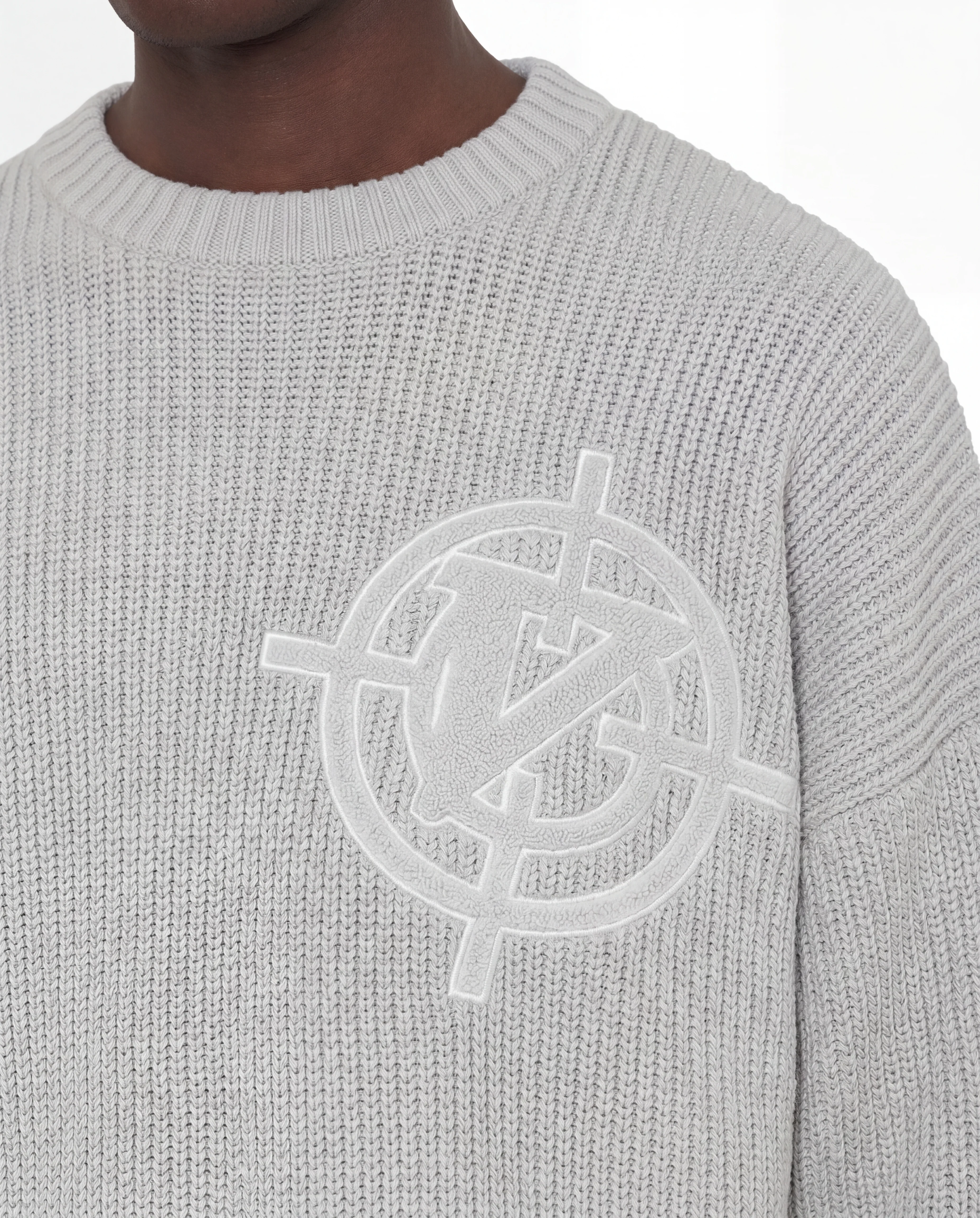 V-LOGO KNITWEAR LIGHT GREY - Image 9