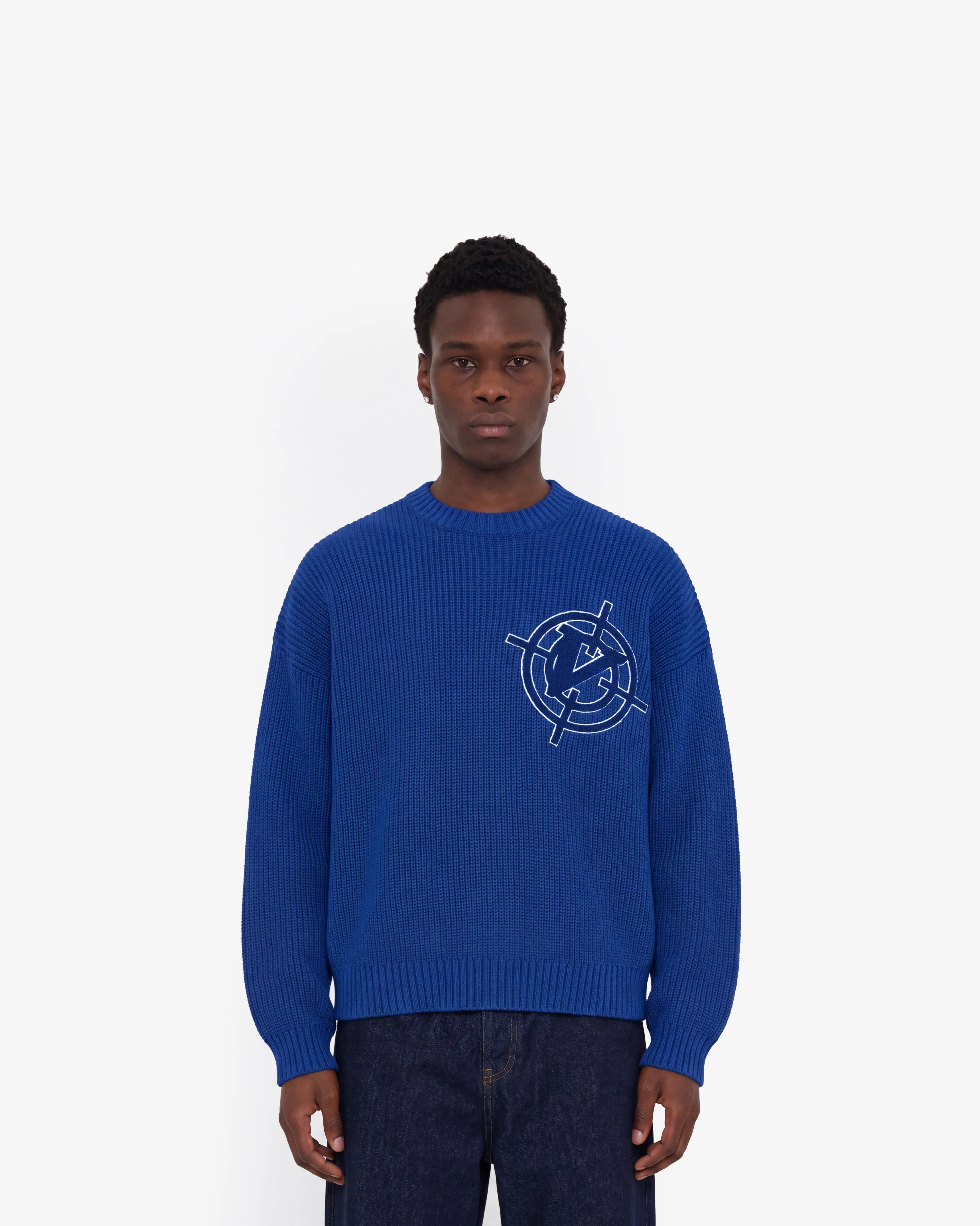 V-LOGO KNITWEAR ROYAL BLUE - Image 2