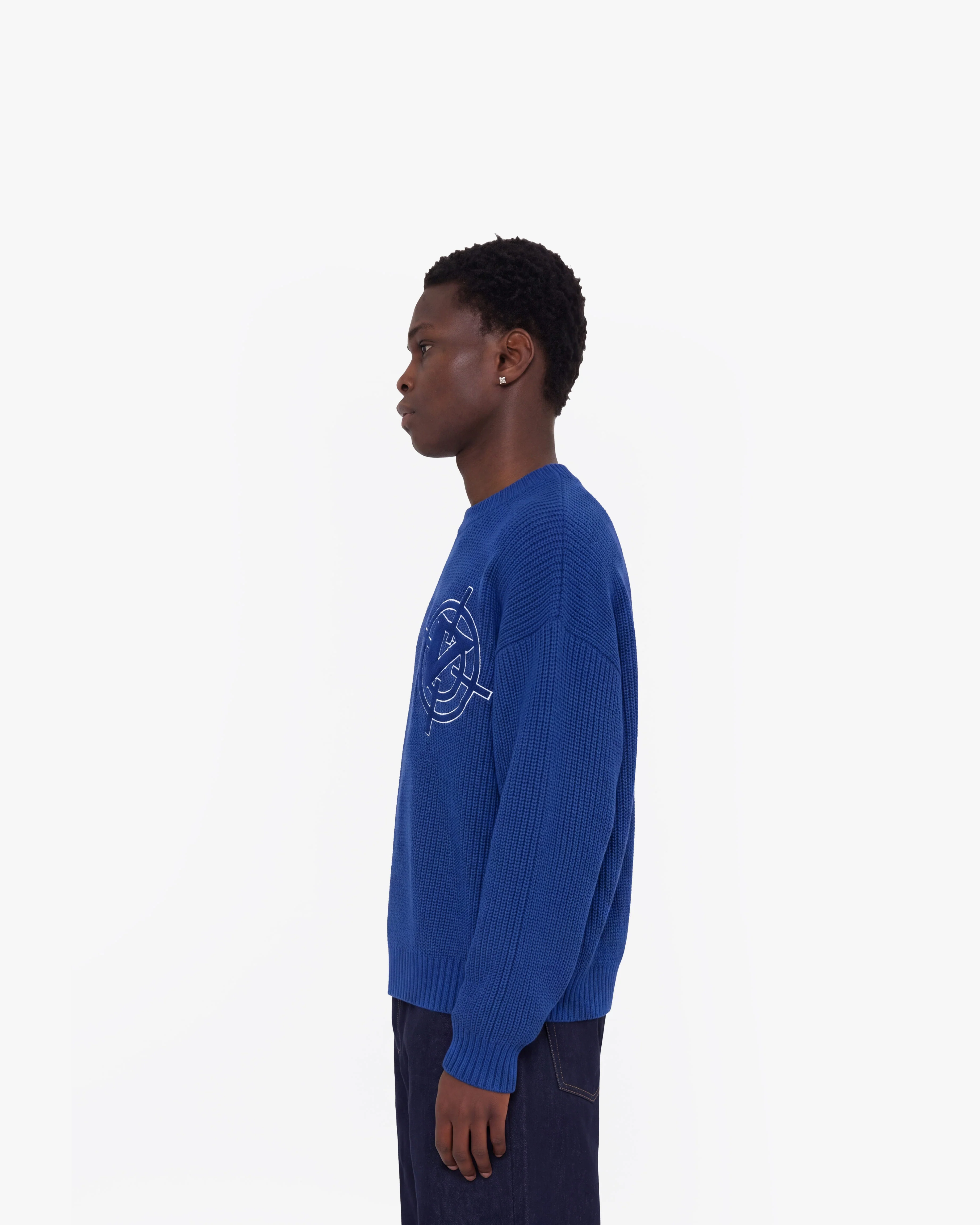 V-LOGO KNITWEAR ROYAL BLUE - Image 5