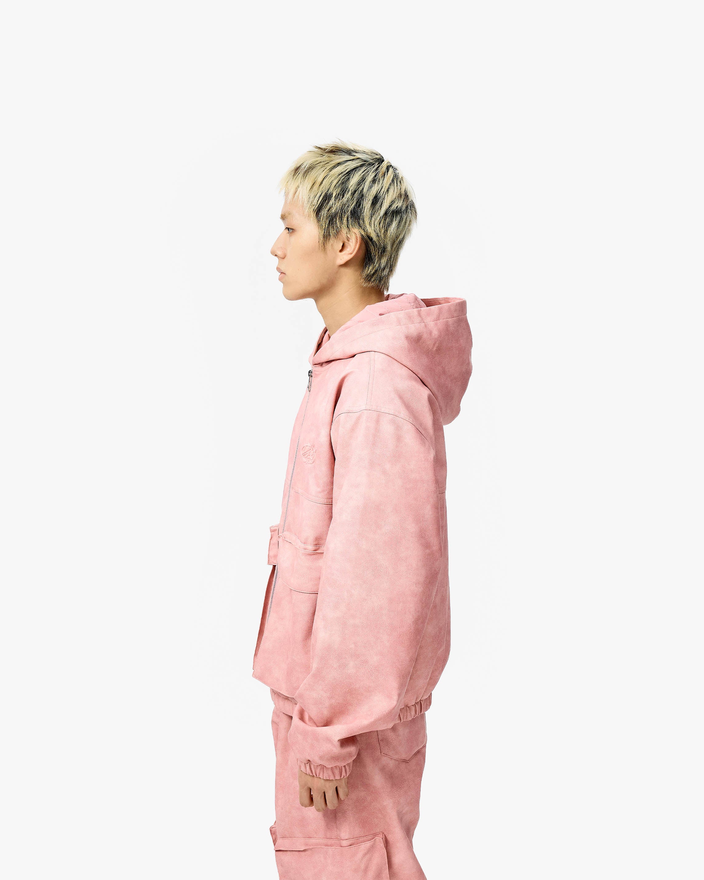 SCRIPT LOGO LEATHER JACKET VINTAGE PINK - Image 4