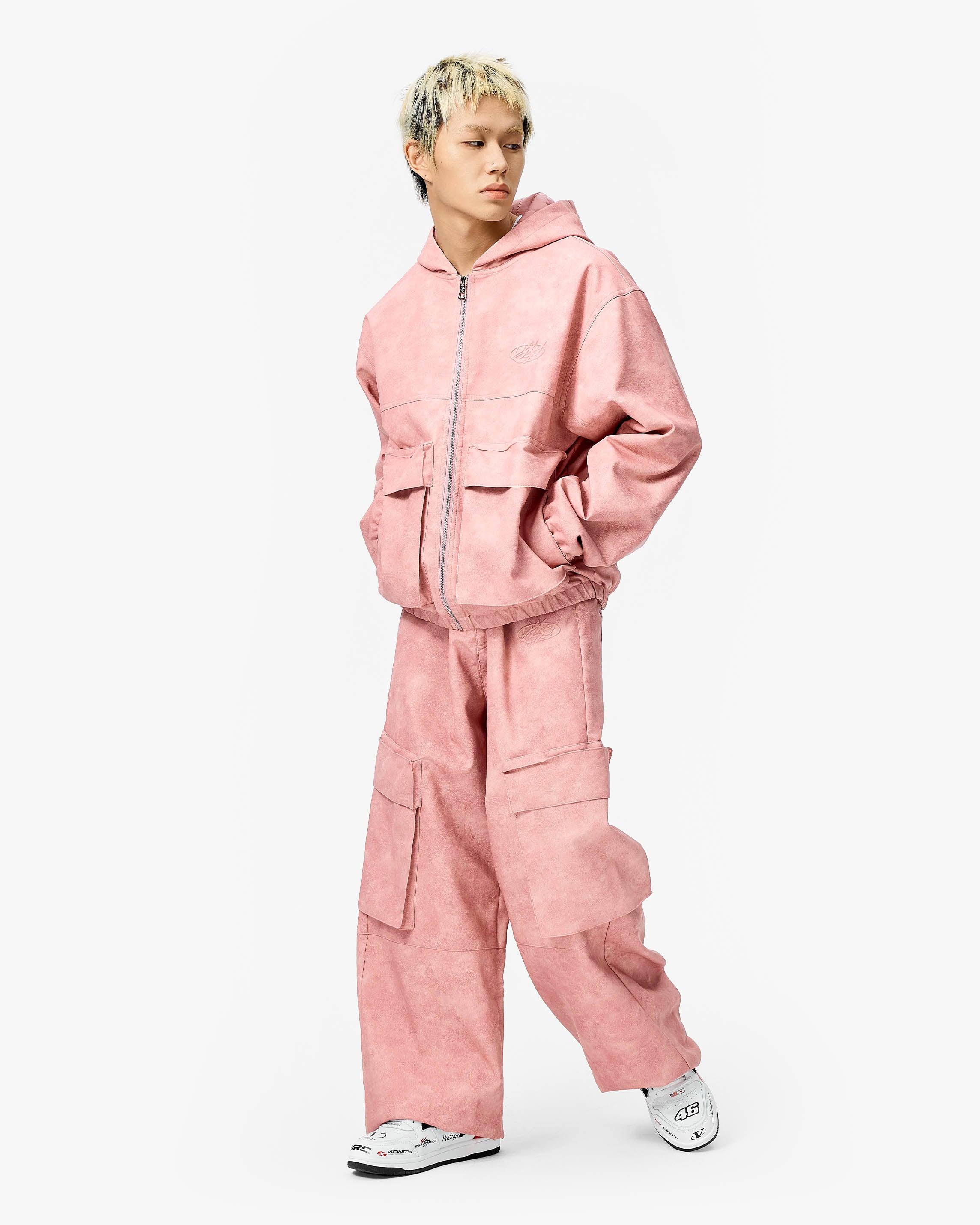 SCRIPT LOGO LEATHER JACKET VINTAGE PINK - Image 7
